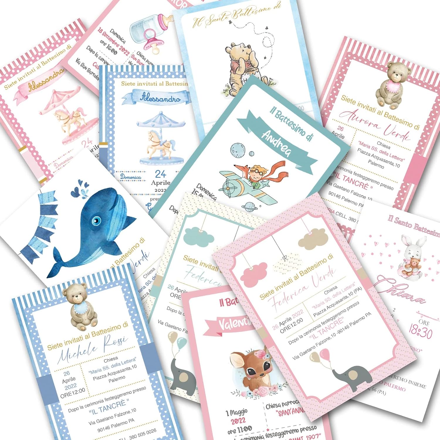 Partecipazioni battesimo bimbo o bimba (20 pz)