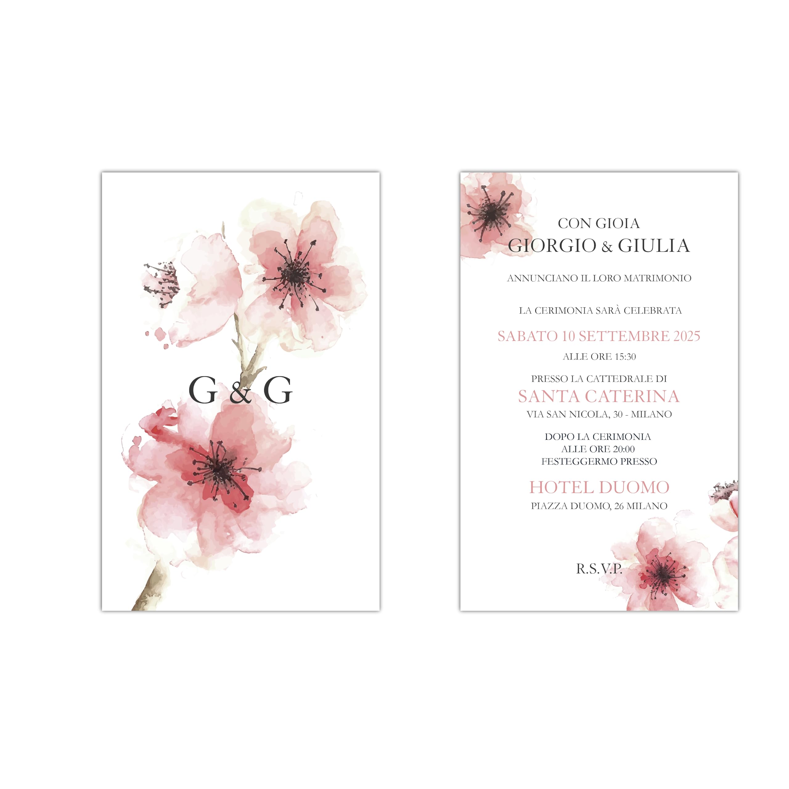 Partecipazioni e inviti matrimonio eleganti (20 pz)