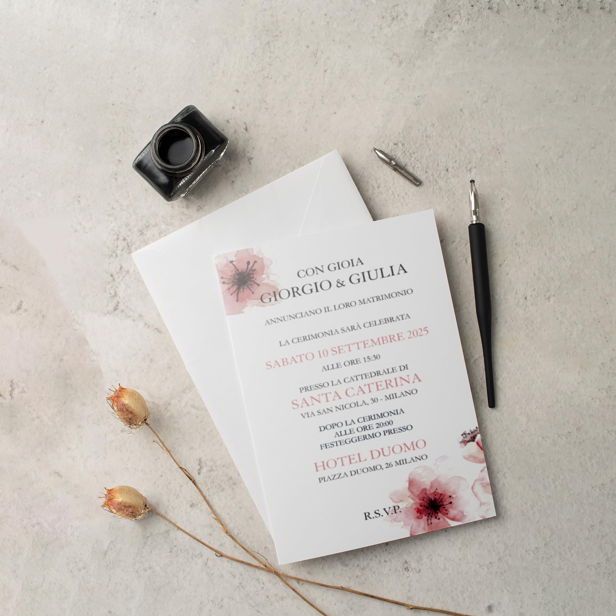 Partecipazioni e inviti matrimonio eleganti (20 pz) — 5