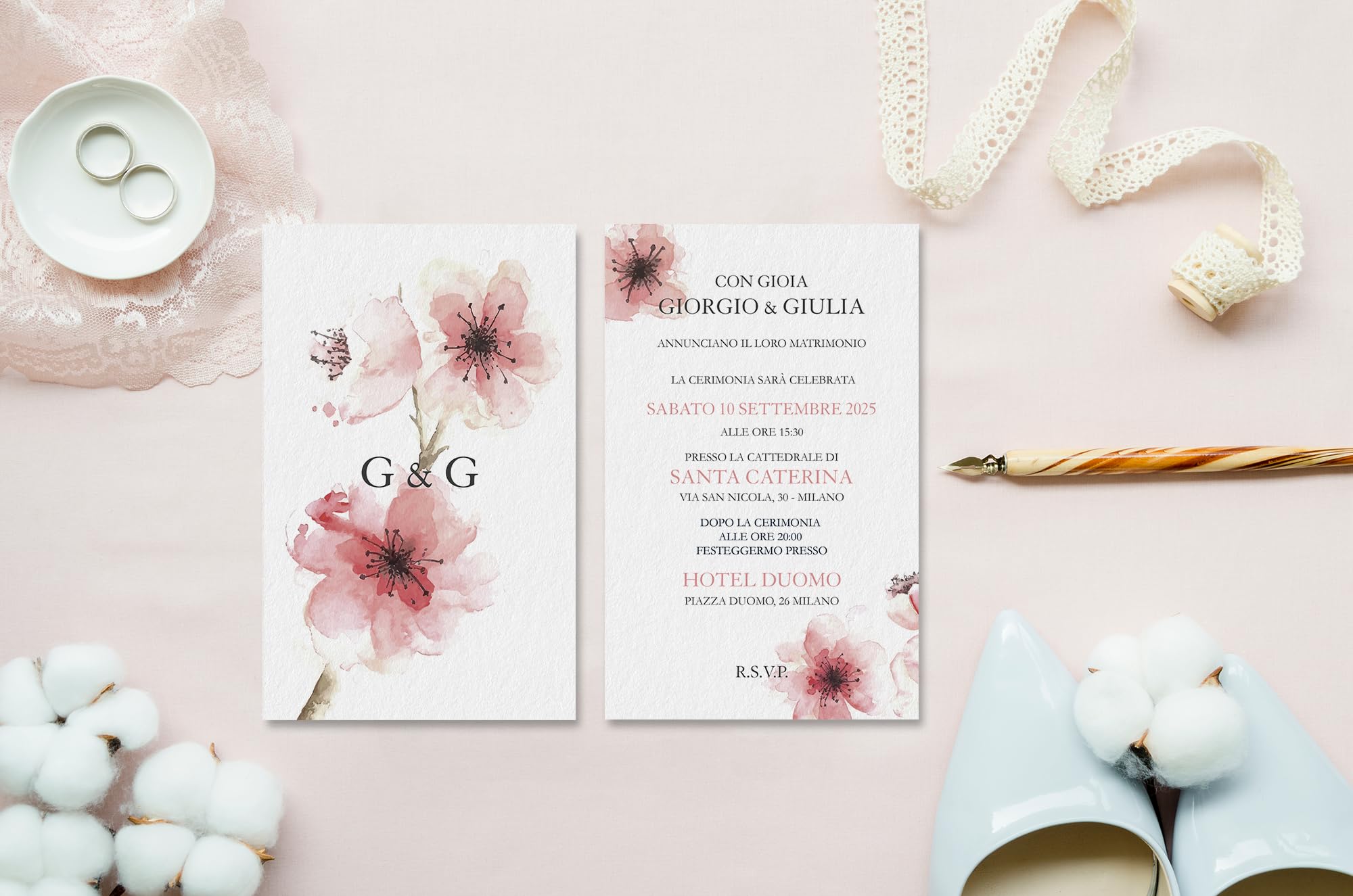 Partecipazioni e inviti matrimonio eleganti (20 pz) — 6