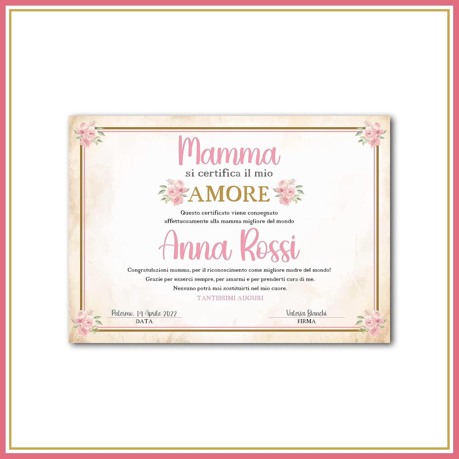Pergamena personalizzata per la mamma