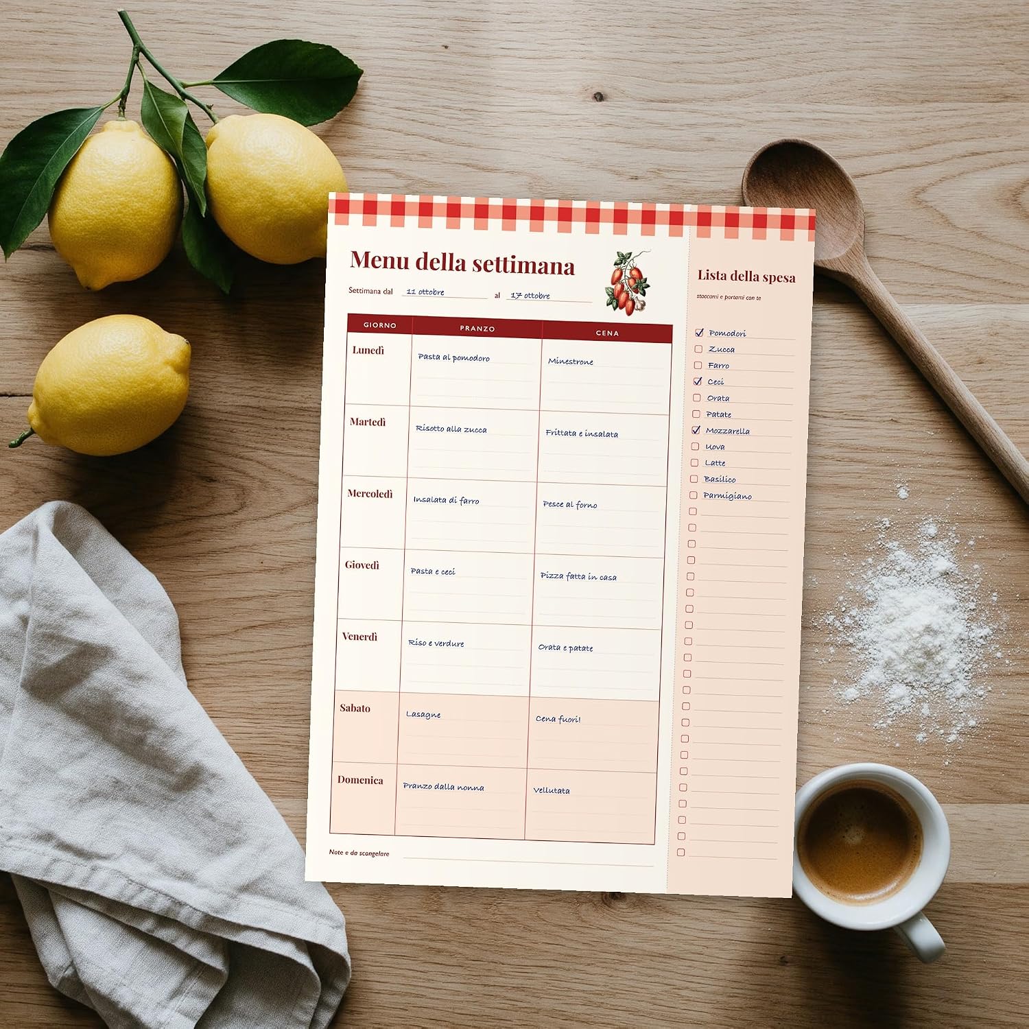 Planner pasti settimanale magnetico con lista spesa — 3