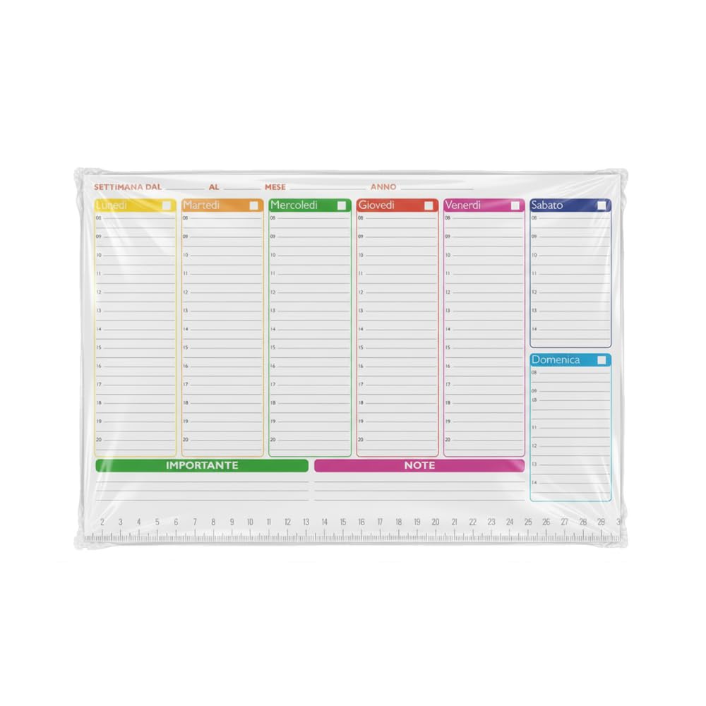 Planner settimanale A4 da scrivania, 50 fogli