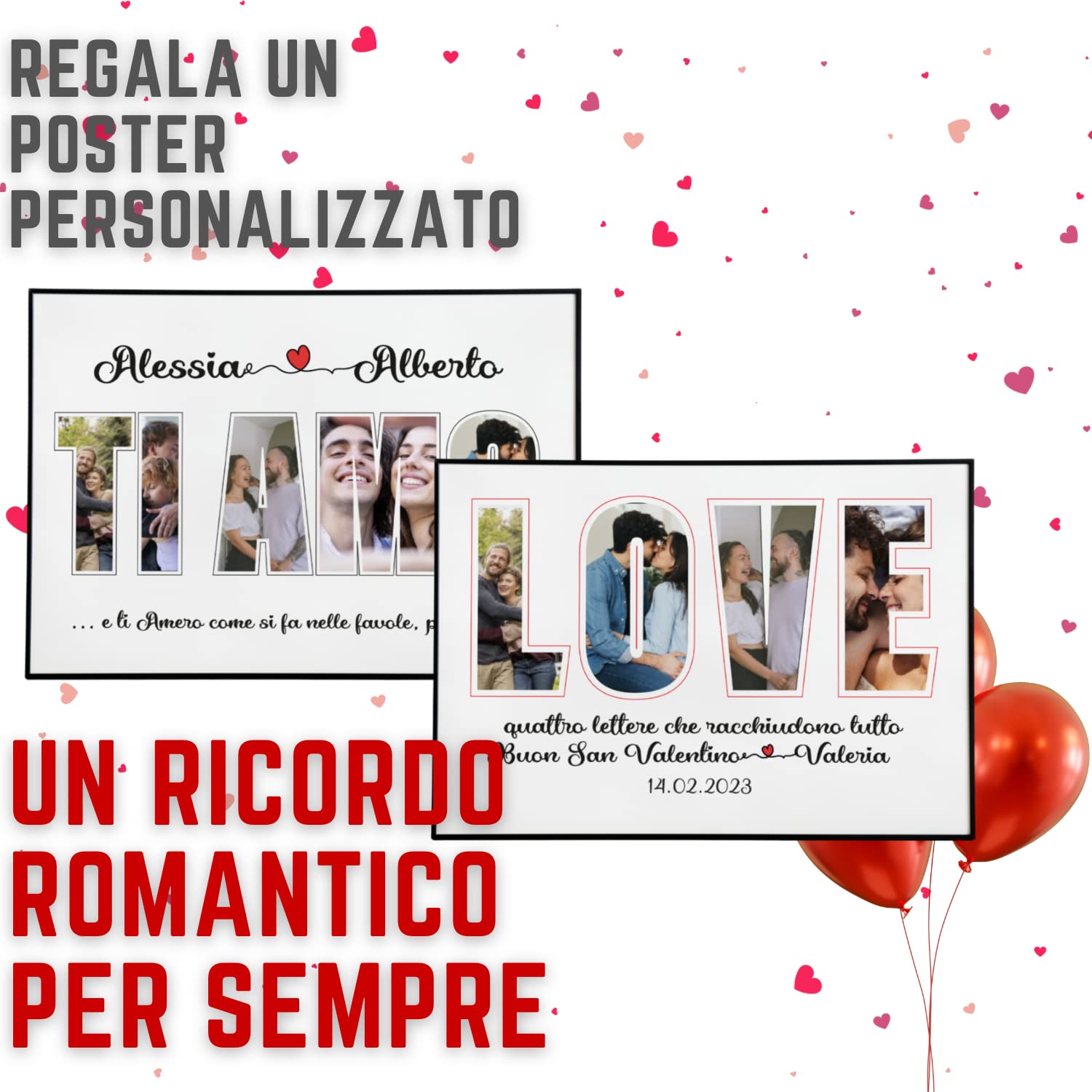 Poster romantico con scritte e 5 foto, 29x42 — 3