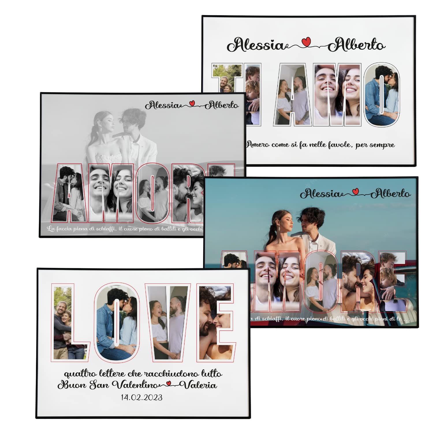 Poster romantico con scritte e 5 foto, 29x42 — 5
