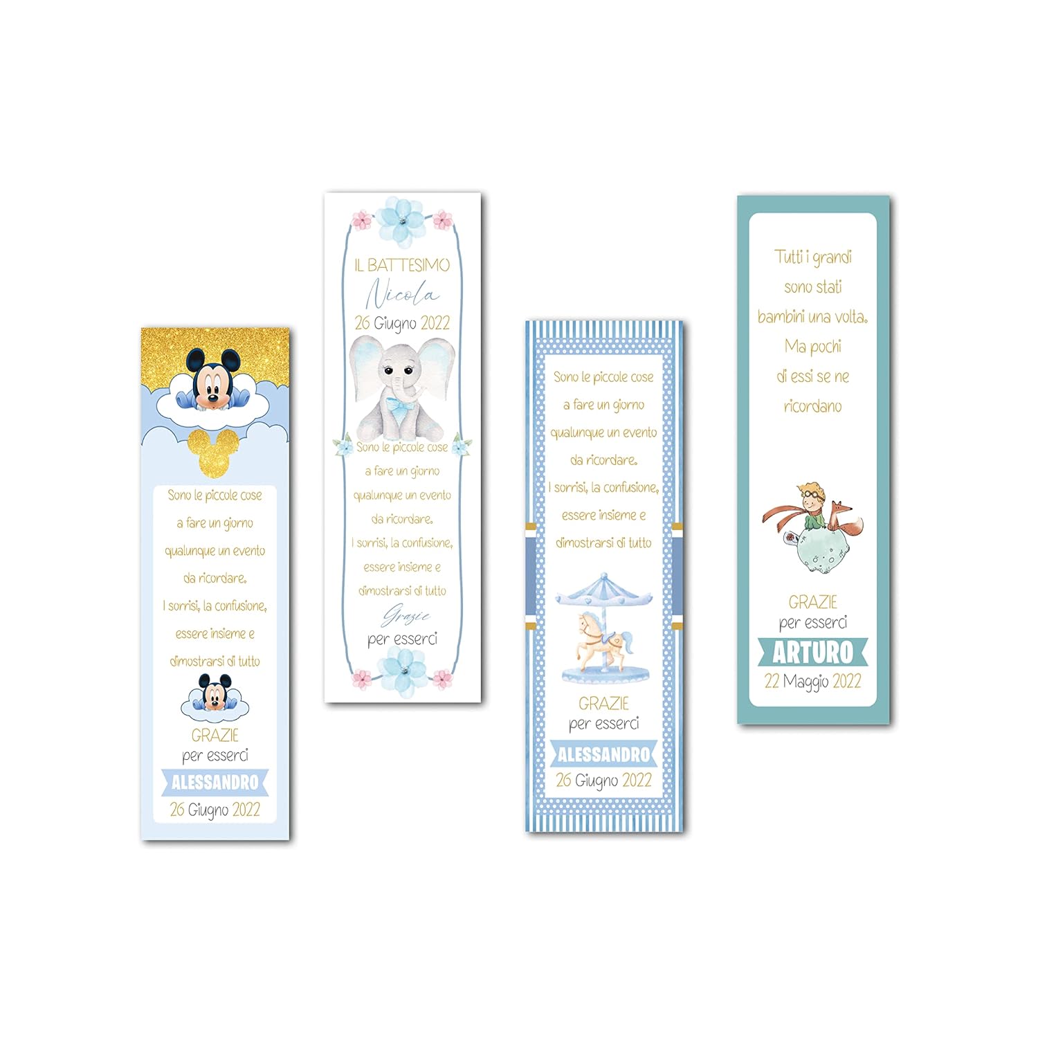 Segnaposto battesimo illustrati con nome (40 pz)