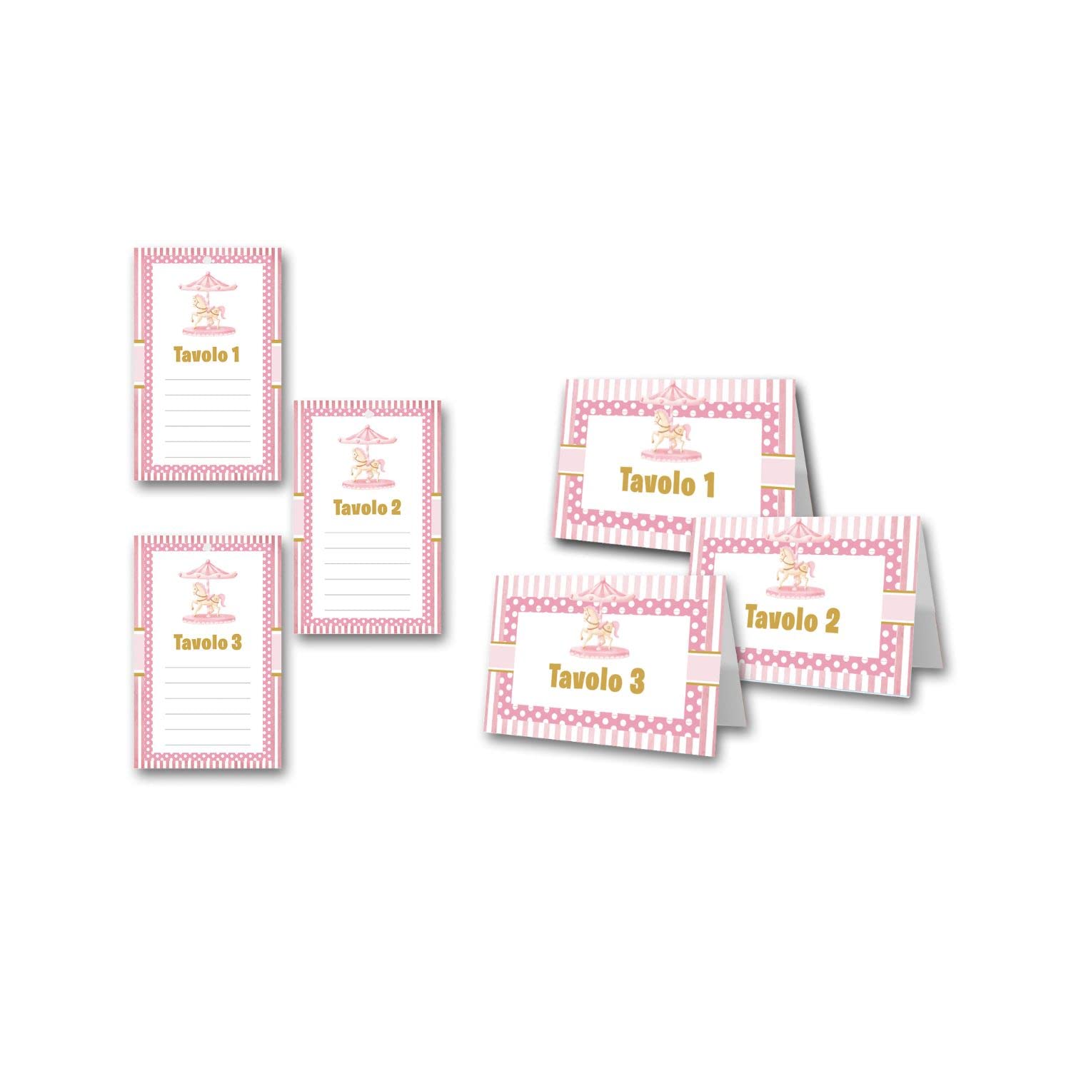 Segnaposto e segnatavolo battesimo bimba (20+20 pz)