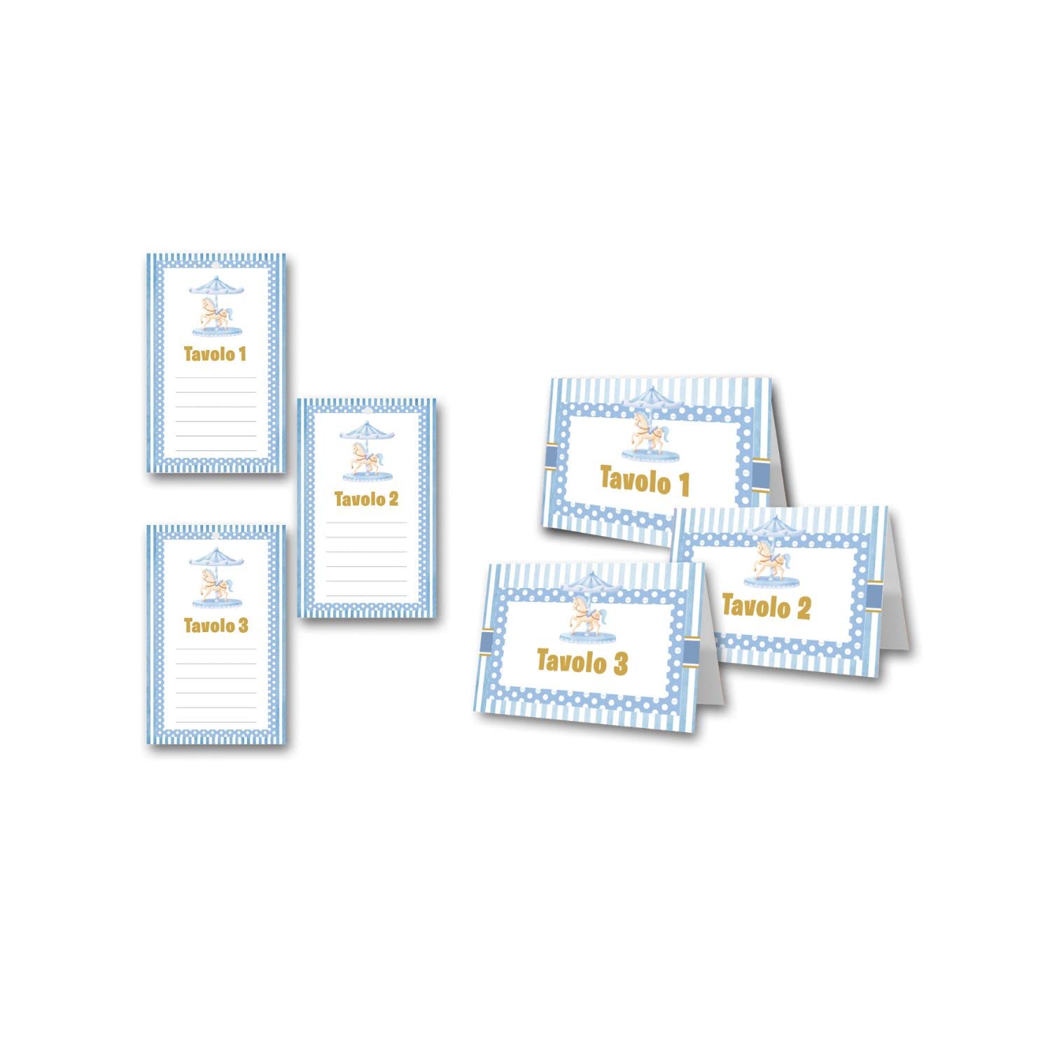 Segnaposto e segnatavolo battesimo bimbo (20+20 pz)