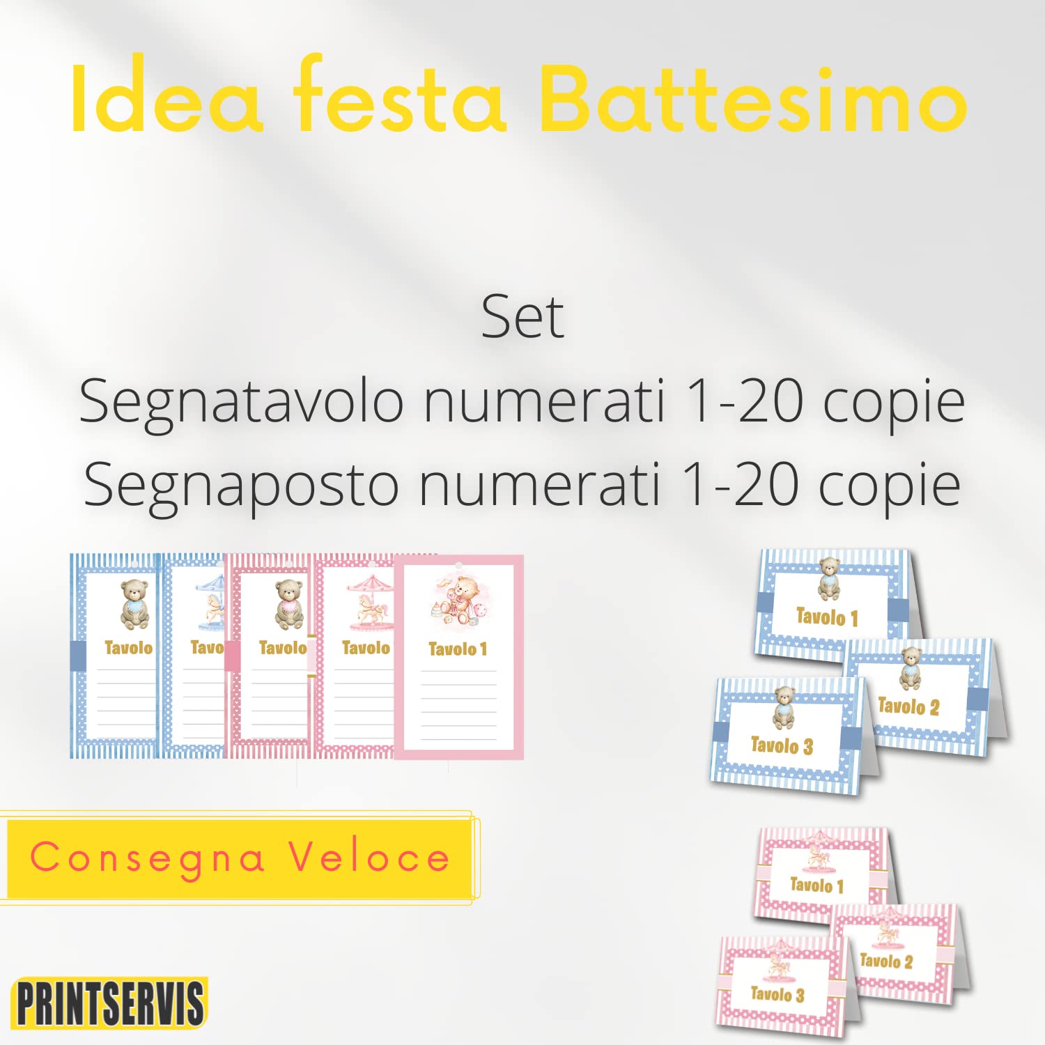 Segnaposto e segnatavolo battesimo bimbo (20+20 pz) — 2