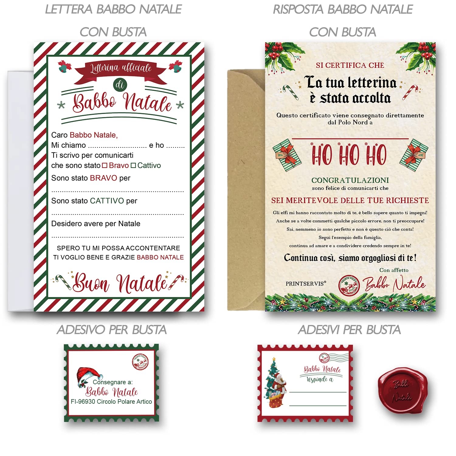 Set lettera a Babbo Natale con risposta