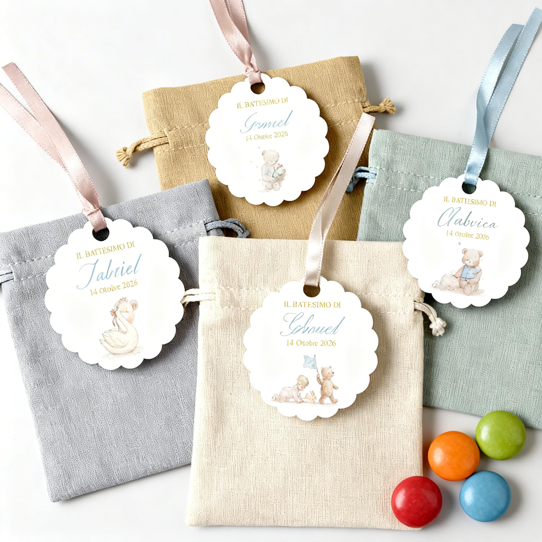 Tag battesimo con foro e coordinati (20-50 pz) — 3