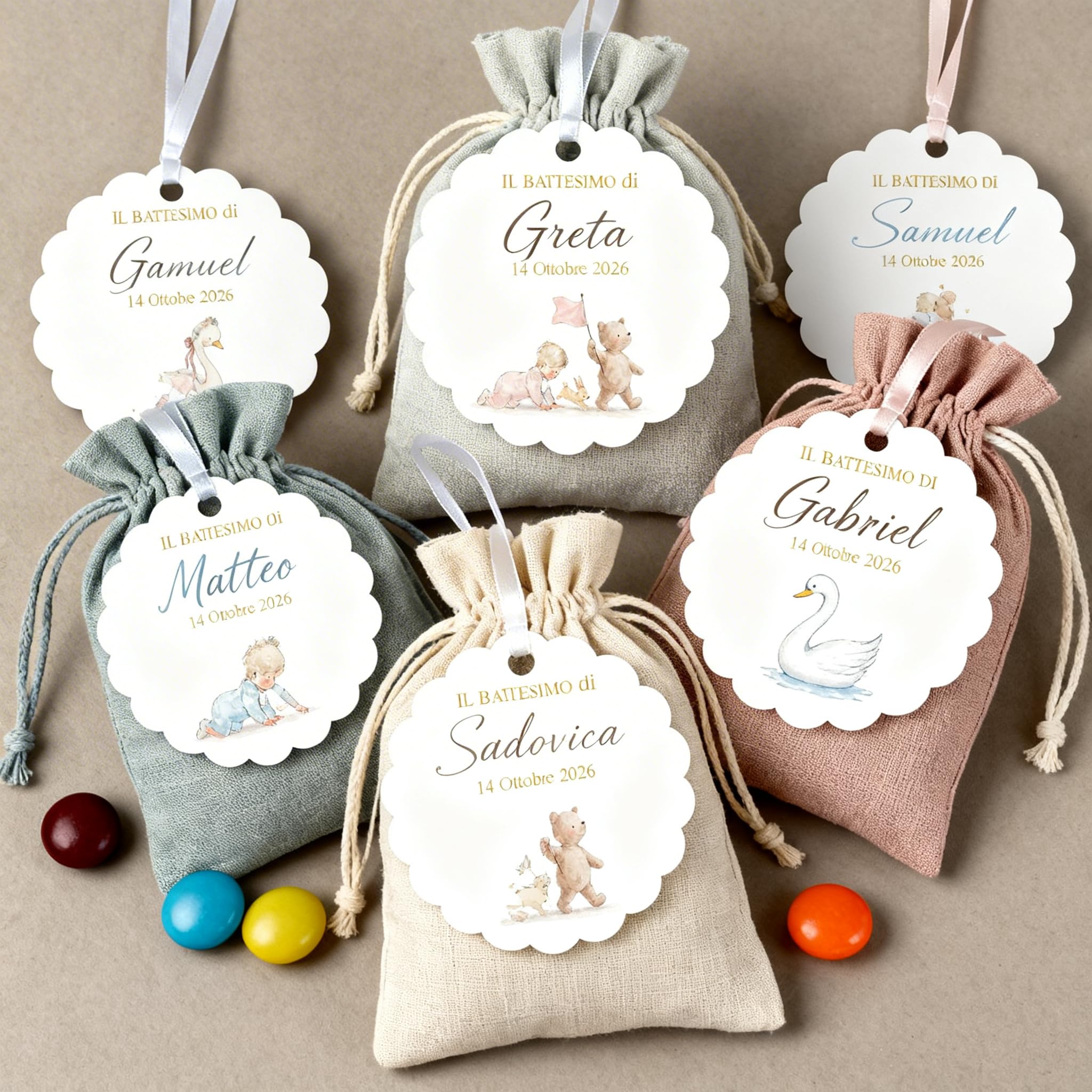 Tag battesimo con foro e coordinati (20-50 pz) — 4