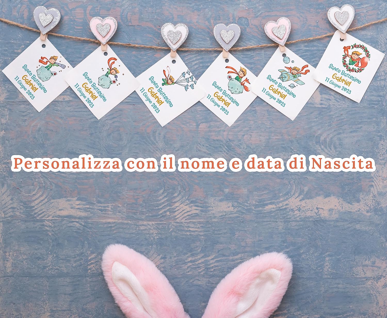 Tag bomboniera battesimo 37x37 con foro (50 pz) — 2