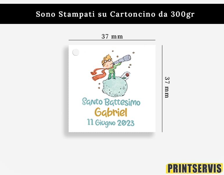 Tag bomboniera battesimo 37x37 con foro (50 pz) — 3