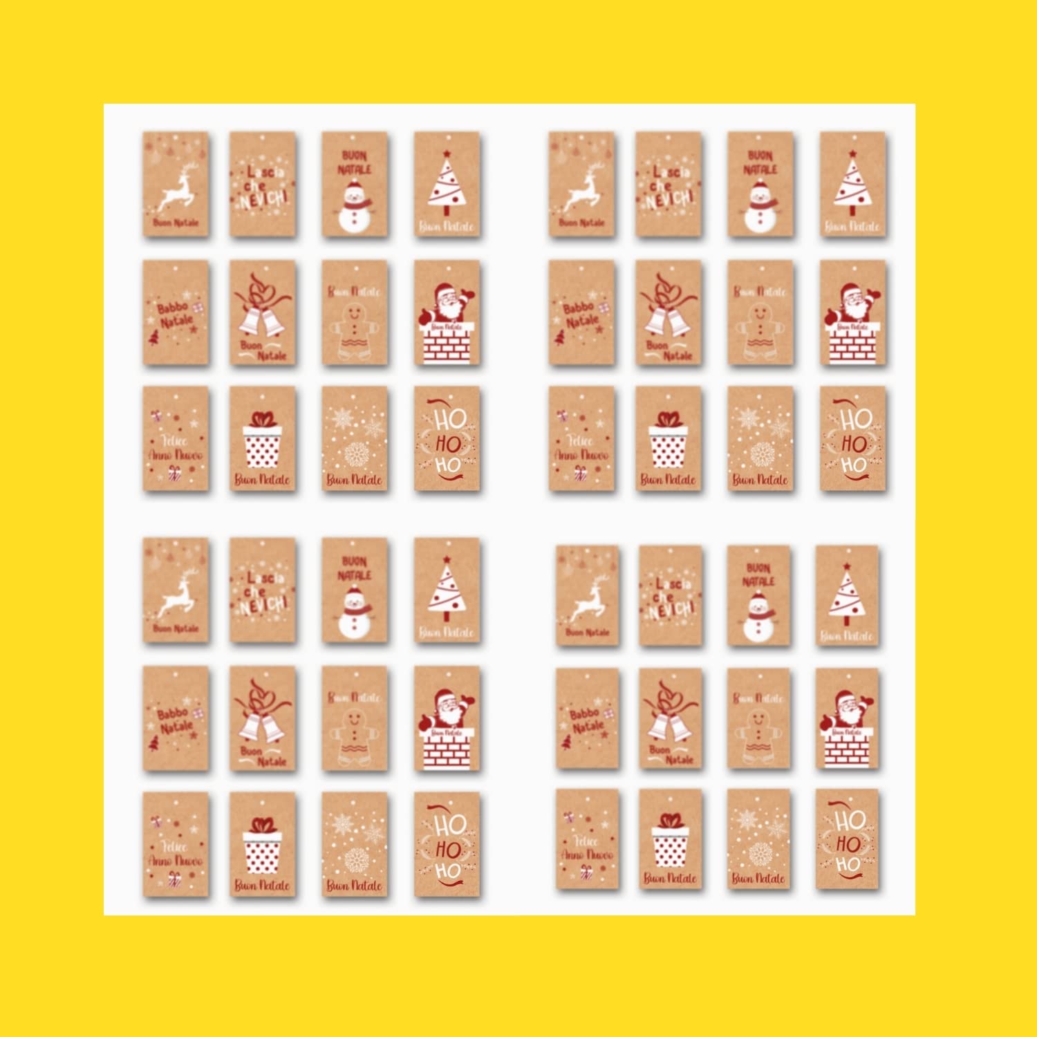 Tag regalo natalizi in kraft con spago (120 pz)
