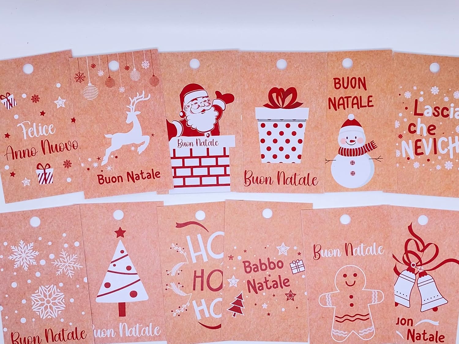 Tag regalo natalizi in kraft con spago (120 pz) — 2