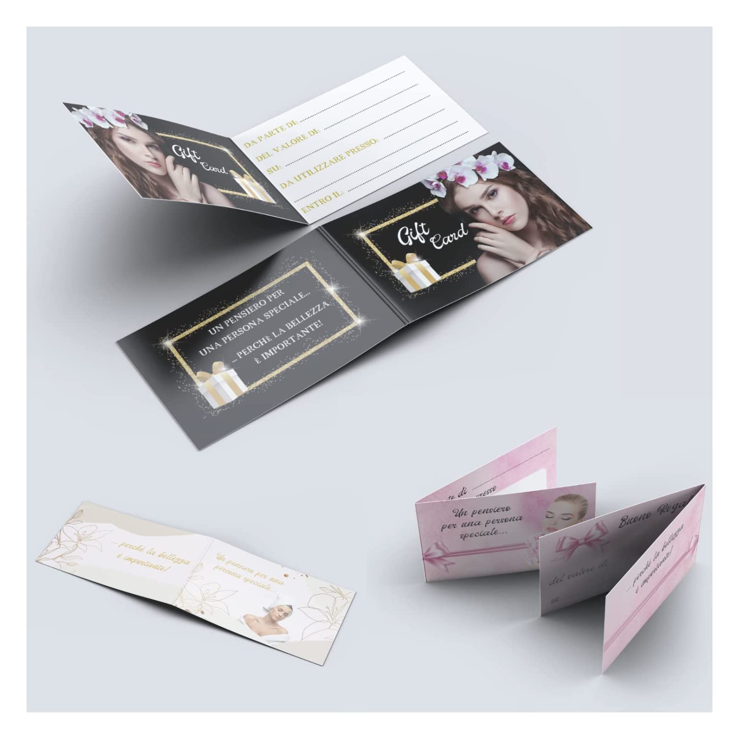 Tessere fedeltà pieghevoli e coupon con la tua grafica (50 pz)