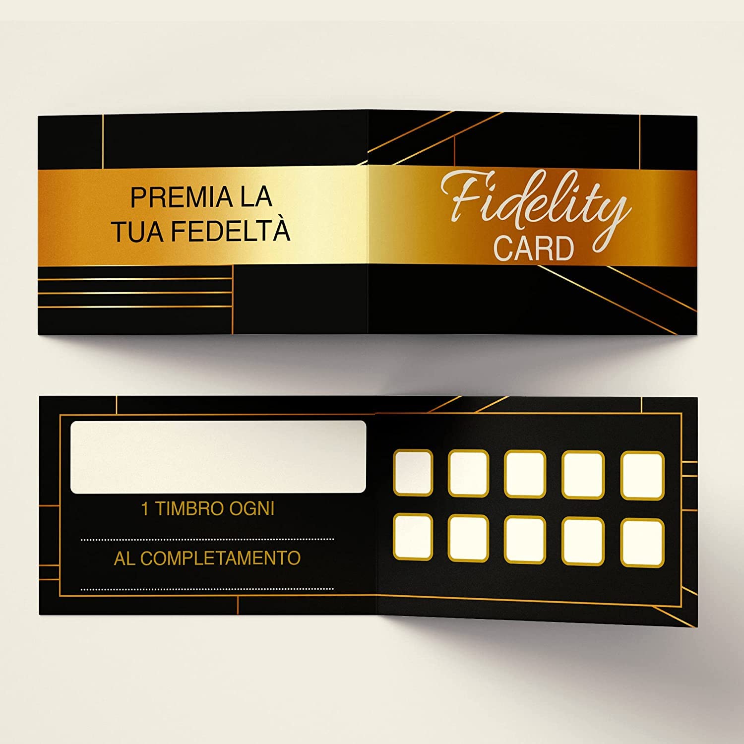 Tessere fedeltà pieghevoli 10 caselle multiuso