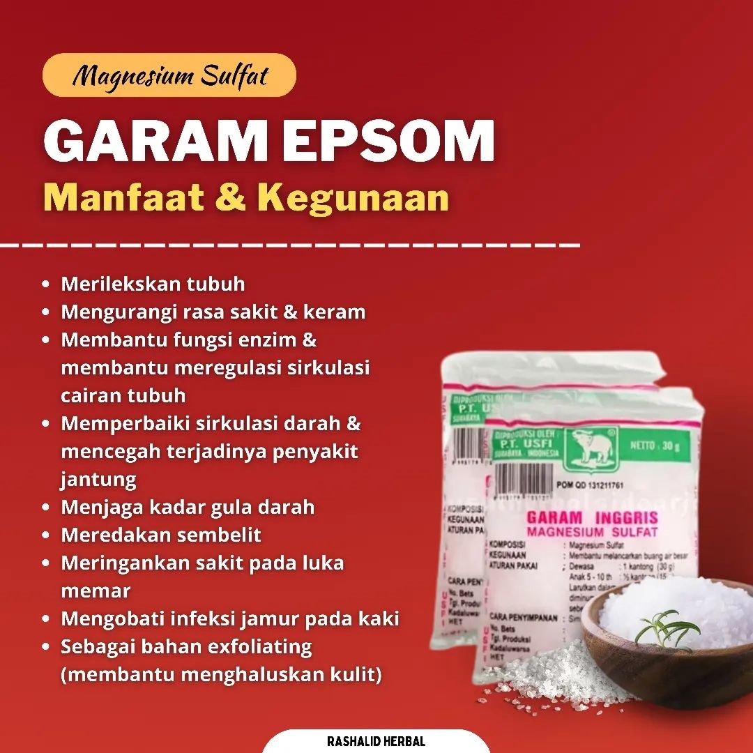 Garam Epsom - Garam Inggris Magnesium Sulfat