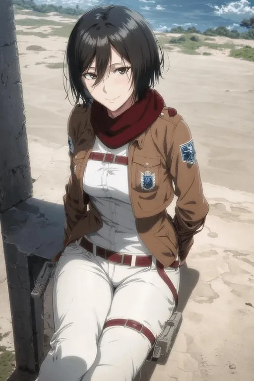 Mikasa Ackerman - After her parents were murdered by human traffickers, Mikasa was rescued by Eren Yeager and lived with him and his parents, Grisha and Carla, before the fall of Wall Maria. She is the last descendant of the Shogun clan that stayed on Paradis Island, thereby related to the Azumabito family, and holds significant political power in Hizuru.

Though she desires only to live a peaceful life, Mikasa entered into the military—where she is considered the best soldier among the 104th Training Corps. She later enlists in the Survey Corps to follow and protect Eren, becoming one of its greatest assets. She is currently serving as an officer (上官 Jōkan?) in the Corps.