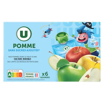 Prix U Mat & Lou Gourdes Dessert Fruitier à la Pomme Sans Sucres Ajoutés (12 x 90 g) à La Réunion