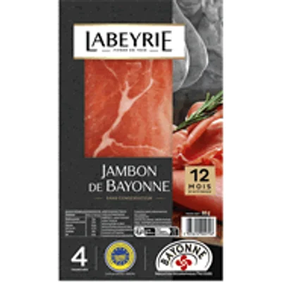 Prix Labeyrie Jambon de Bayonne 4 tranches 80g à La Réunion