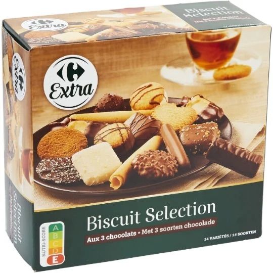 Prix Carrefour Extra Biscuit Selection 3 Chocolats 500g à La Réunion