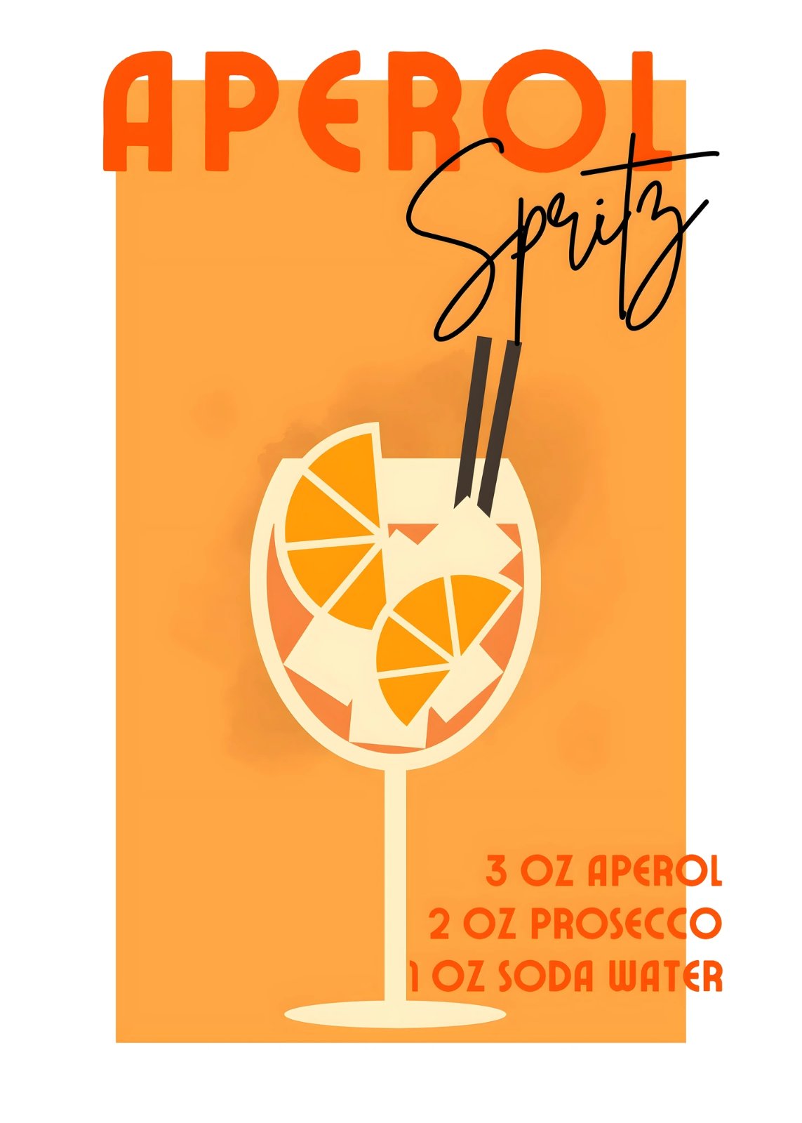 Aperol Spritz Cocktail Poster | Modern Orange Kitchen & Bar Decor | Premium Gallery-Wrapped Poster — Poster