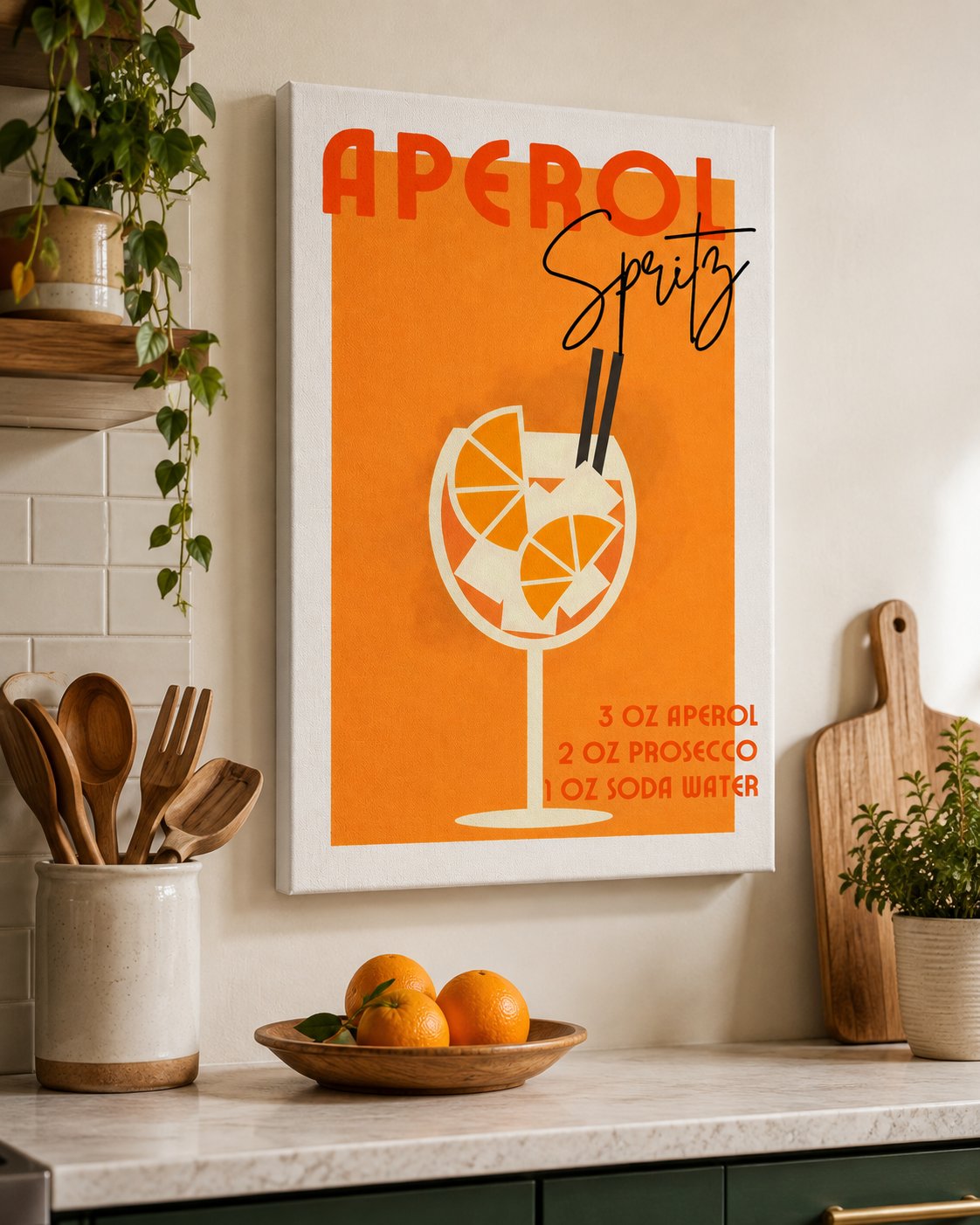 Aperol Spritz Cocktail Canvas Wall Art | Modern Orange Kitchen & Bar Decor | Premium Gallery-Wrapped Canvas Print canvas print — Aperol Spritz poster