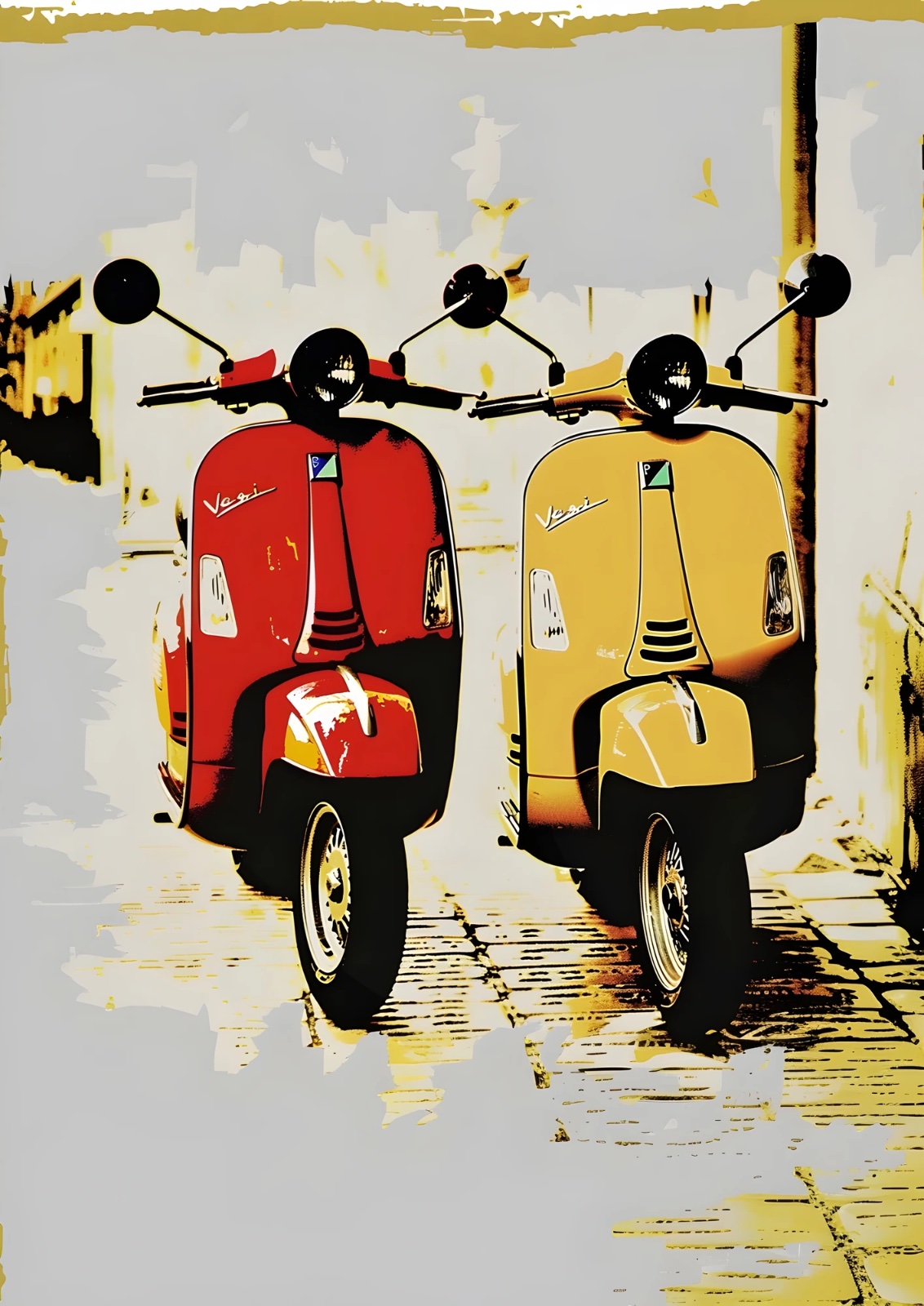 Vintage Vespa Scooter Poster – Retro Italian Café Style Poster | Modern Pop Art Wall Decor for Living Room, Café & Office — Poster