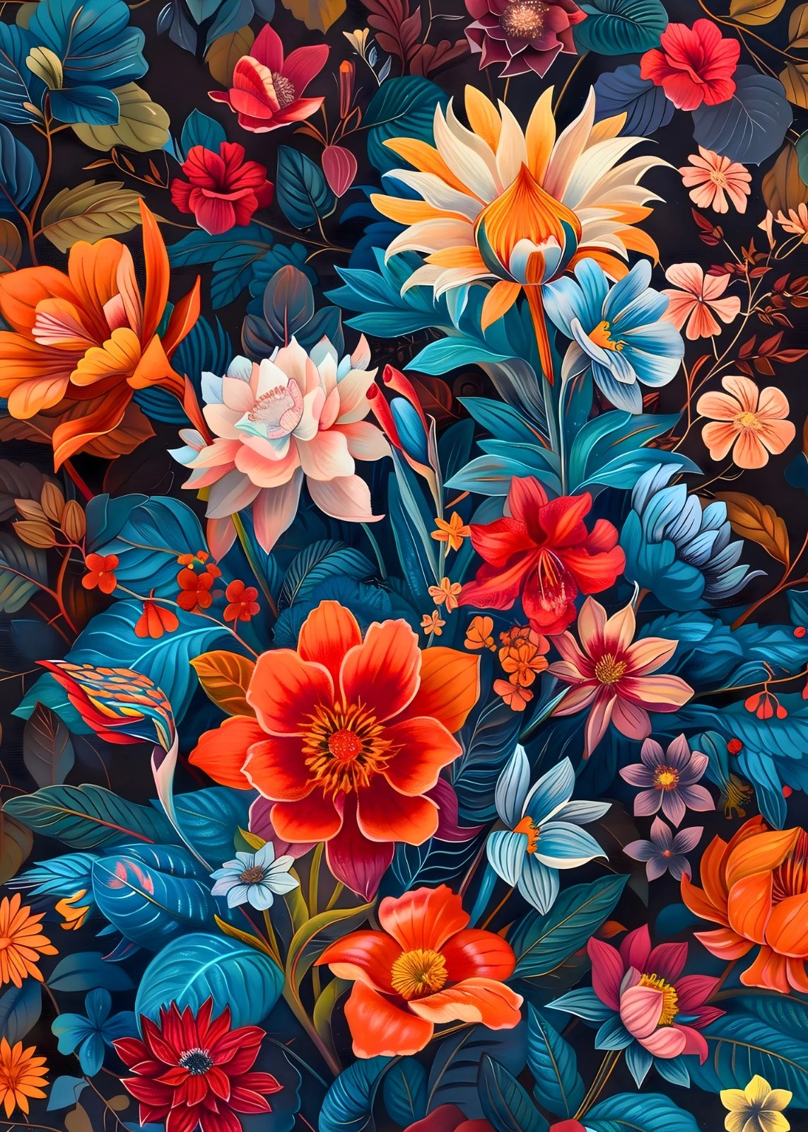 Colorful Boho Floral Poster – Abstract Botanical Poster – Trendy Apartment Decor & Housewarming Gift — Poster