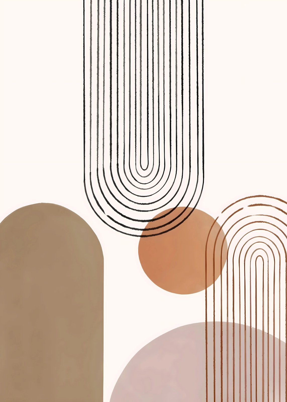 Boho Abstract Geometric Poster - Minimalist Earth Tone Arches — Poster