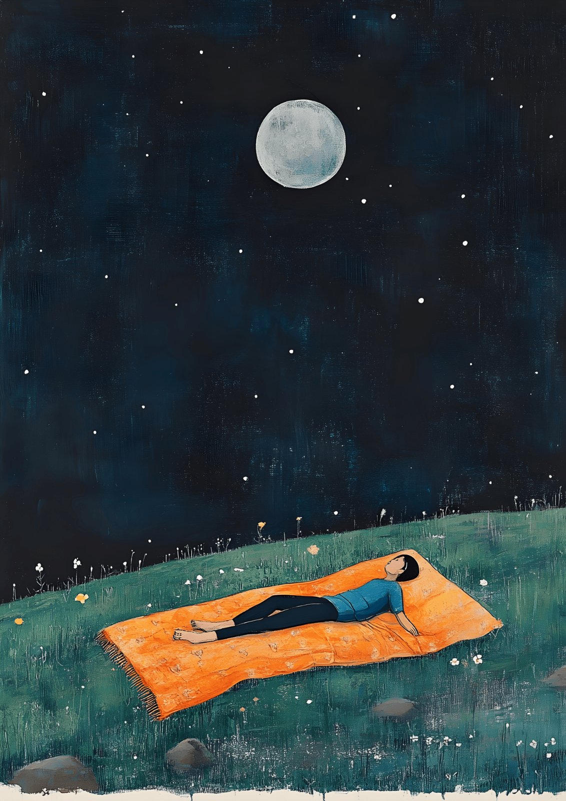 Starry Night Poster | Peaceful Stargazing Poster for Bedroom & Living Room Deco — Poster