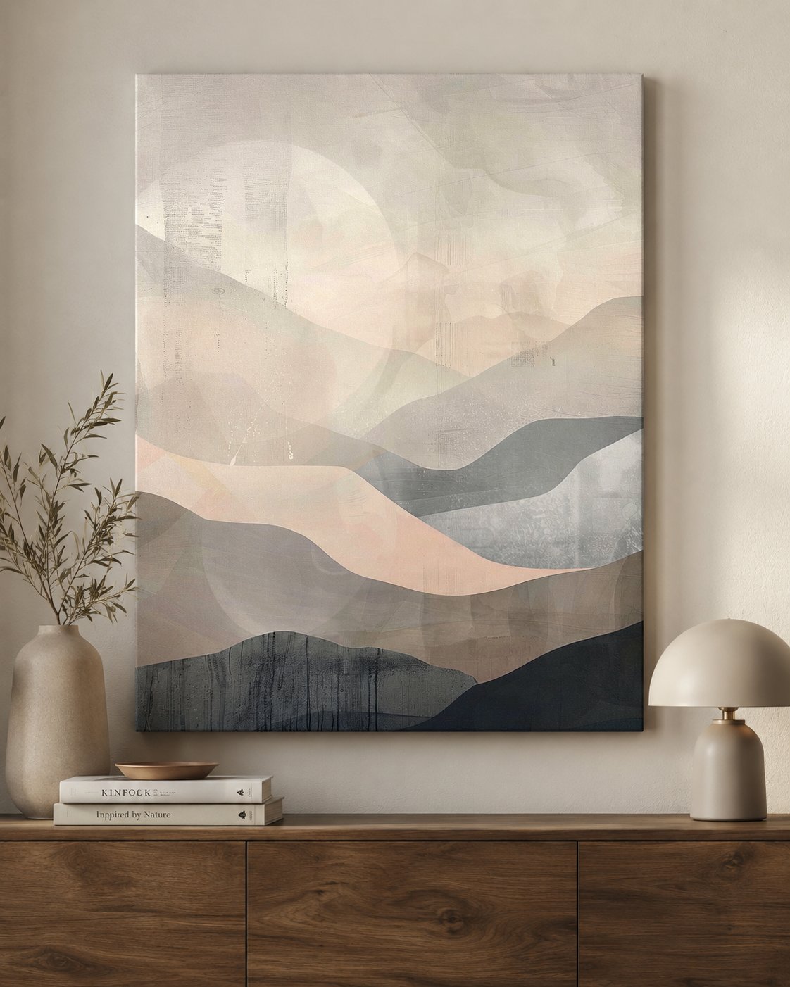 Minimalist Abstract Landscape Canvas Wall Art | Neutral Beige & Grey Modern Wall Decor | Premium Gallery Wrapped Canvas for Living Room, Bedroom & Office canvas print