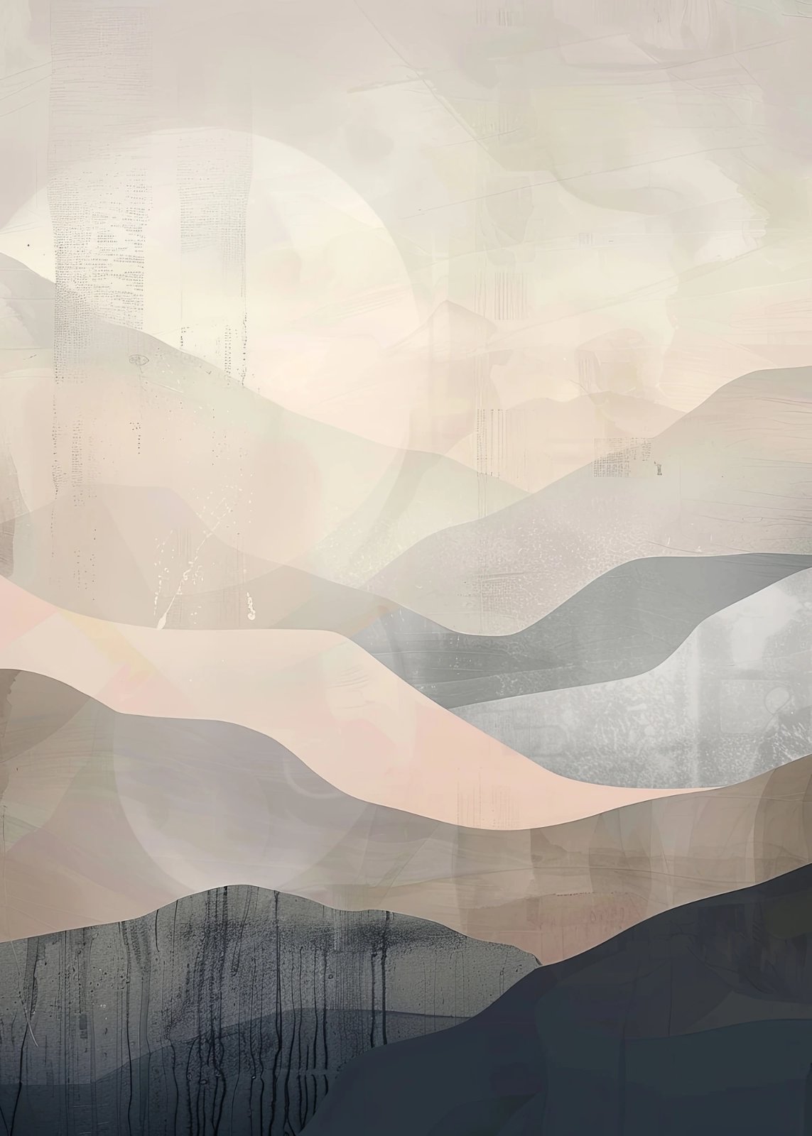 Minimalist Abstract Landscape Poster | Neutral Beige & Grey Modern Wall Decor | Premium Gallery Wrapped Poster for Living Room, Bedroom & Office — Poster