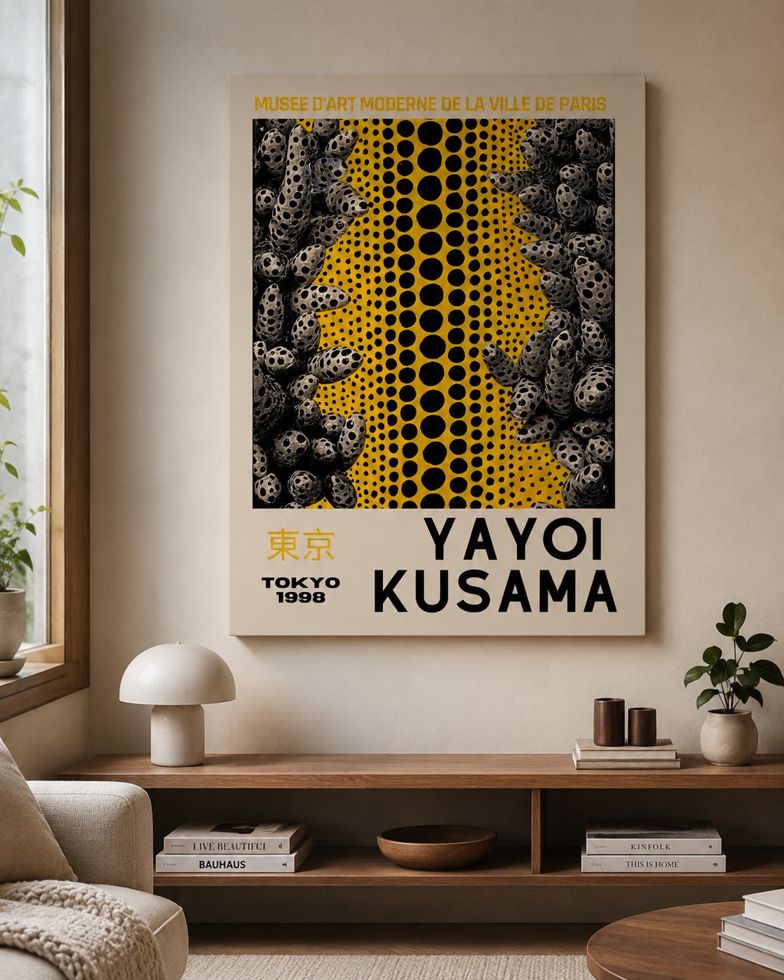 Yayoi Kusama Inspired Abstract Dotted Canvas Wall Art | Modern Japanese Exhibition Poster Print | Premium Gallery Wrapped Canvas canvas print