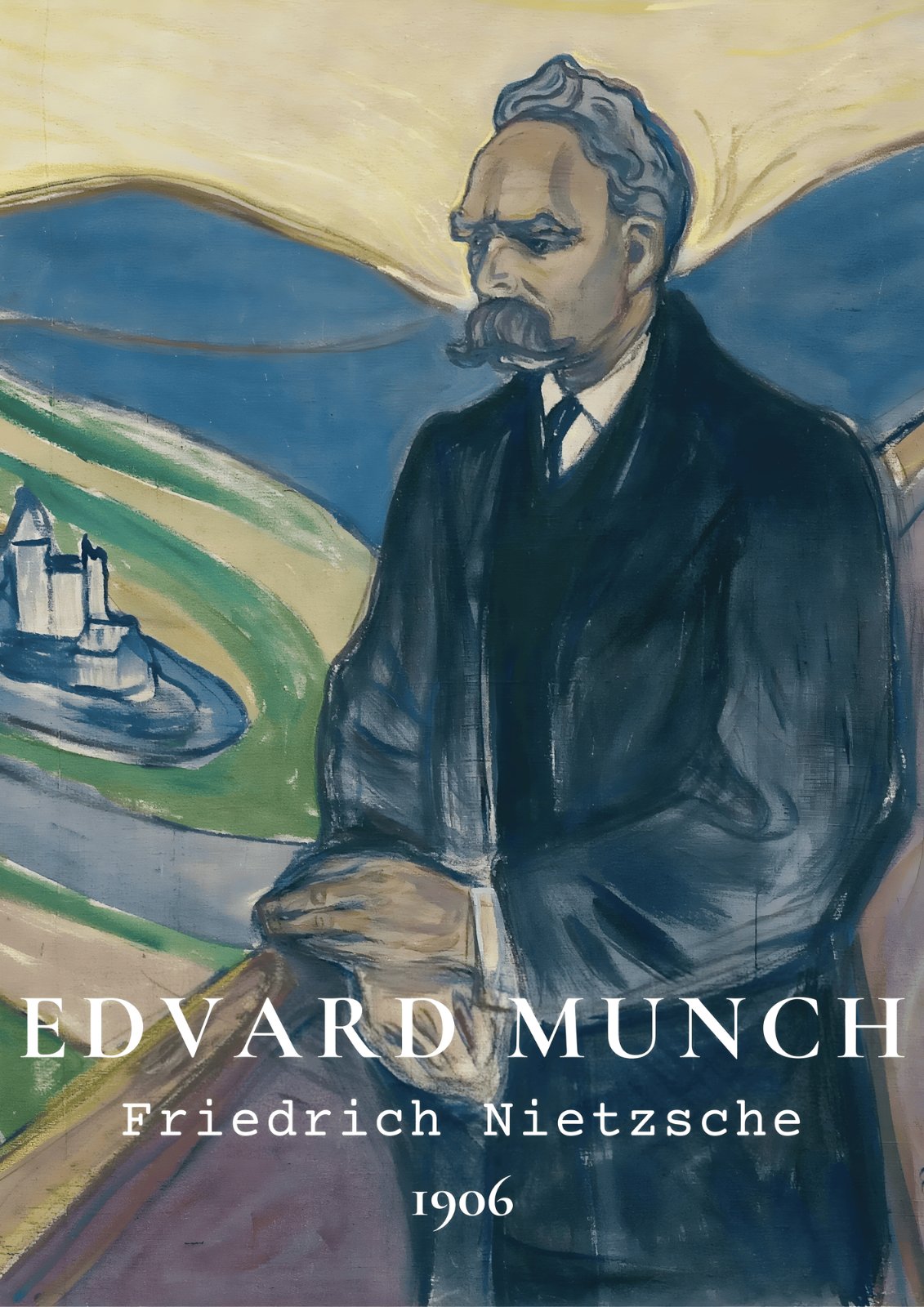 Edvard Munch Friedrich Nietzsche 1906 Poster | Expressionist Philosopher Portrait Poster for Home & Office Decor — Poster