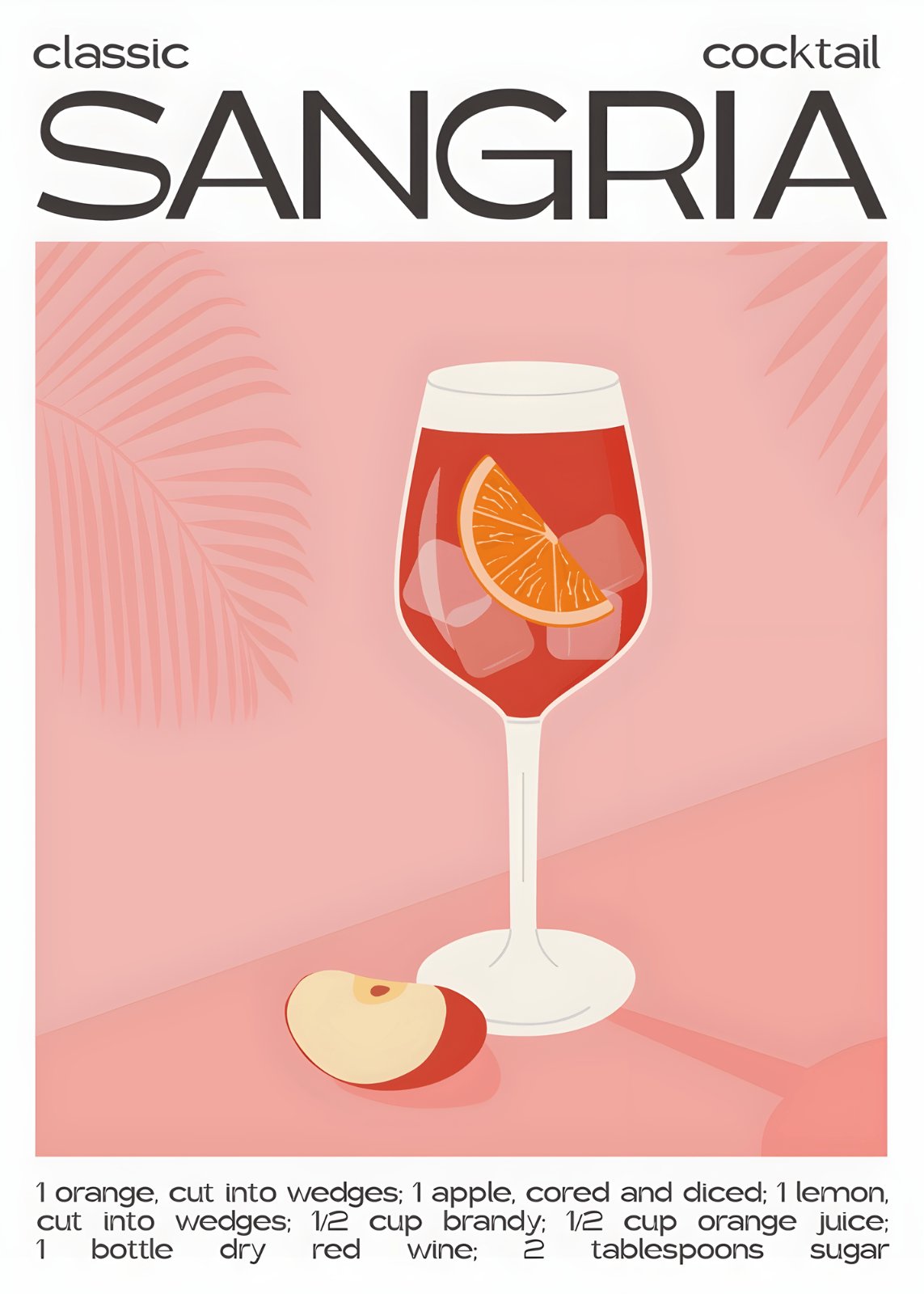 Classic Sangria Cocktail Recipe Poster – Modern Kitchen & Home Bar Decor Poster — Poster