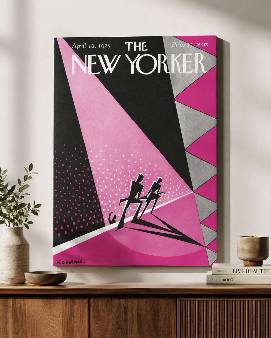 Vintage The New Yorker Cover Wall Art – Apr 18, 1925 Issue by H.O. Hofman – Retro Art Deco Jazz Age Poster, Stylish Pink & Black Home Decor Print canvas print — New Yorker cover