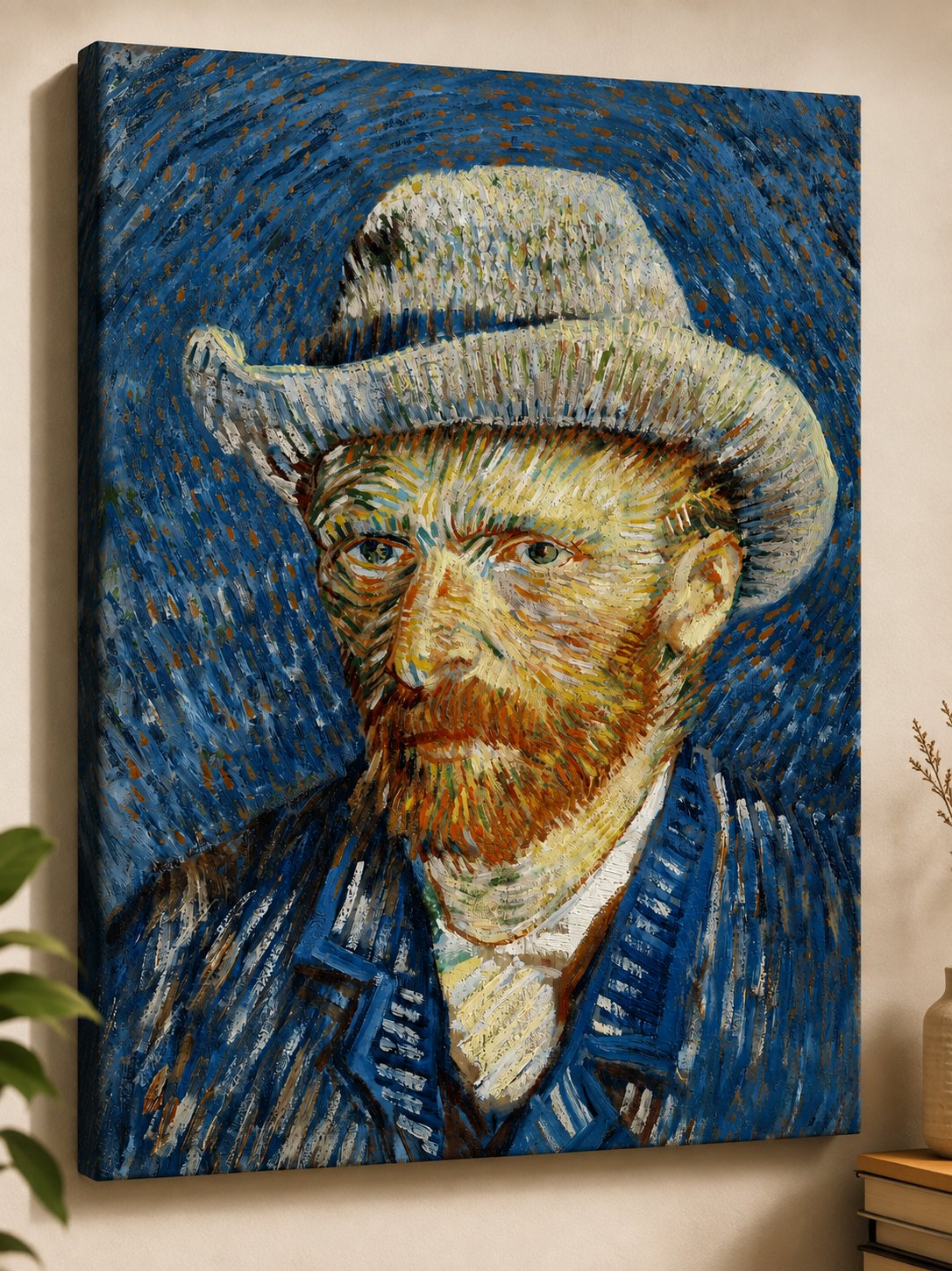 Vincent van Gogh Self Portrait with Straw Hat Wall Art - Post-Impressionist Fine Art Canvas Print, Famous Oil Painting Replica, Fine Art Poster, Classic Home Decor canvas print — post-impressionist