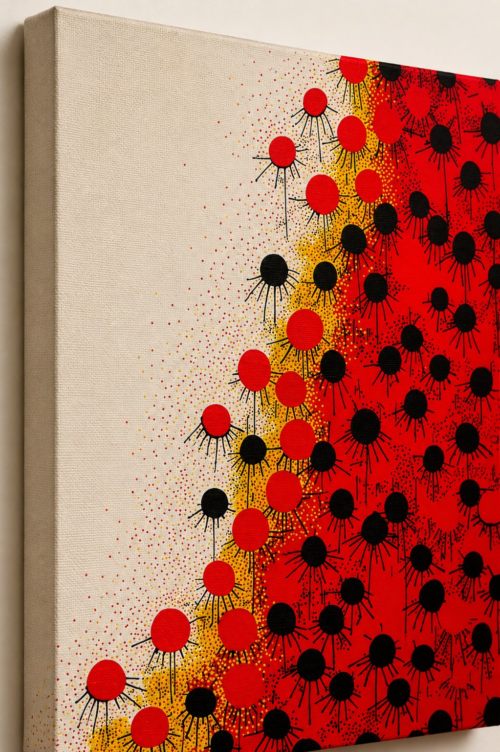 Abstract Red and Black Medusa Cell Wall Art - Modern Crimson Gradient Canvas Print canvas print — modern canvas print