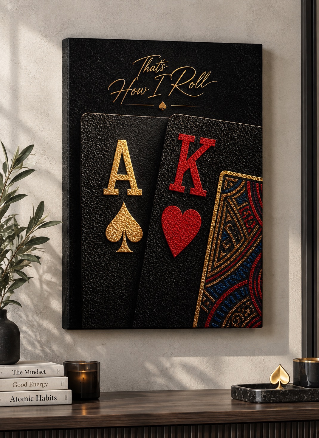 Ace and King Playing Cards Luxury Wall Art - "That's How I Roll" Canvas Print canvas print — poker wall decor