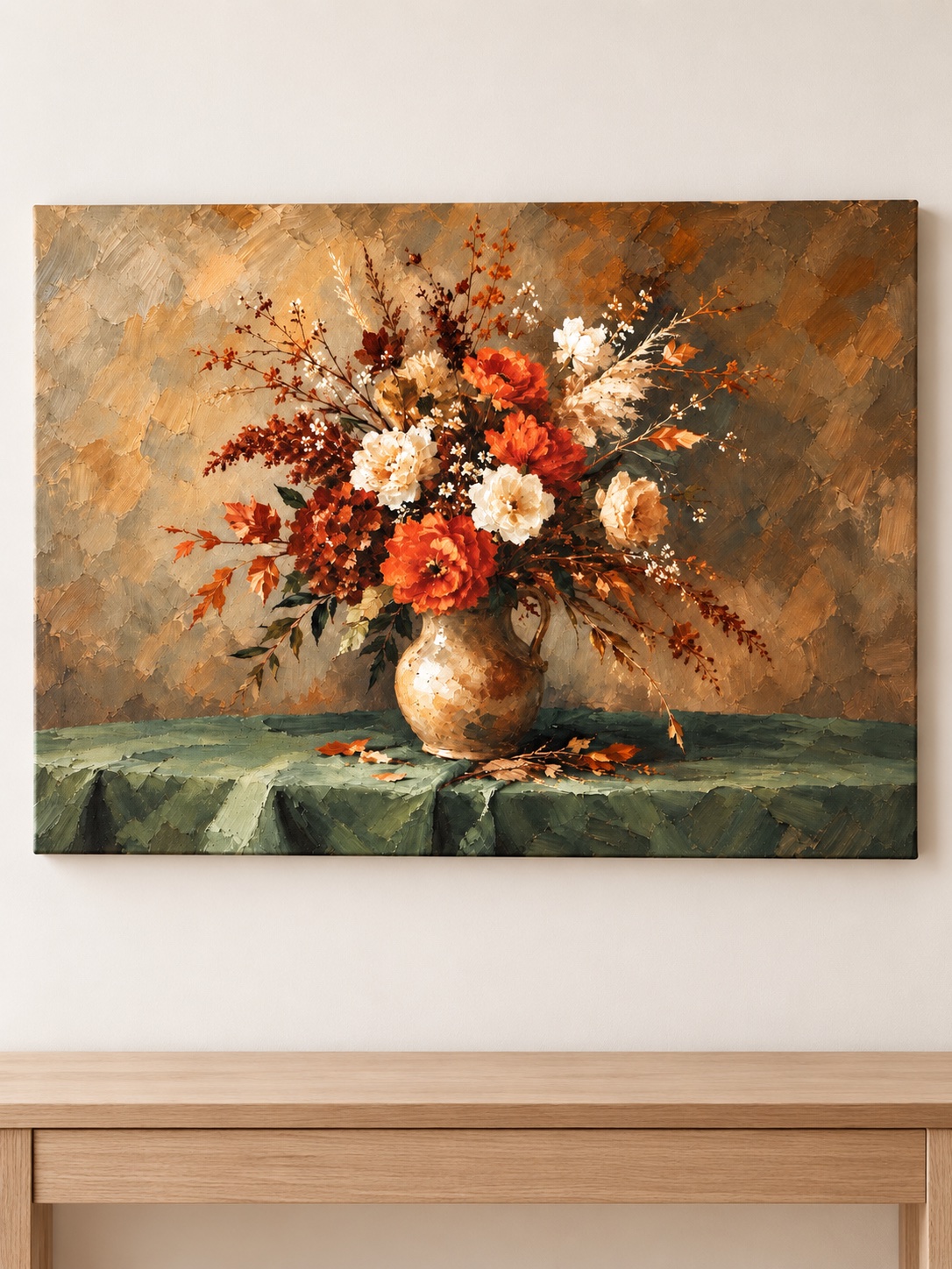 autumn bouquet pitcher still life canvas wall art