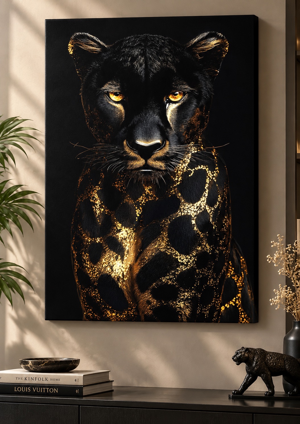 Black and Gold Panther Wall Art – Majestic Wildlife Canvas Print & Modern Luxury Animal Decor canvas print — panther canvas print