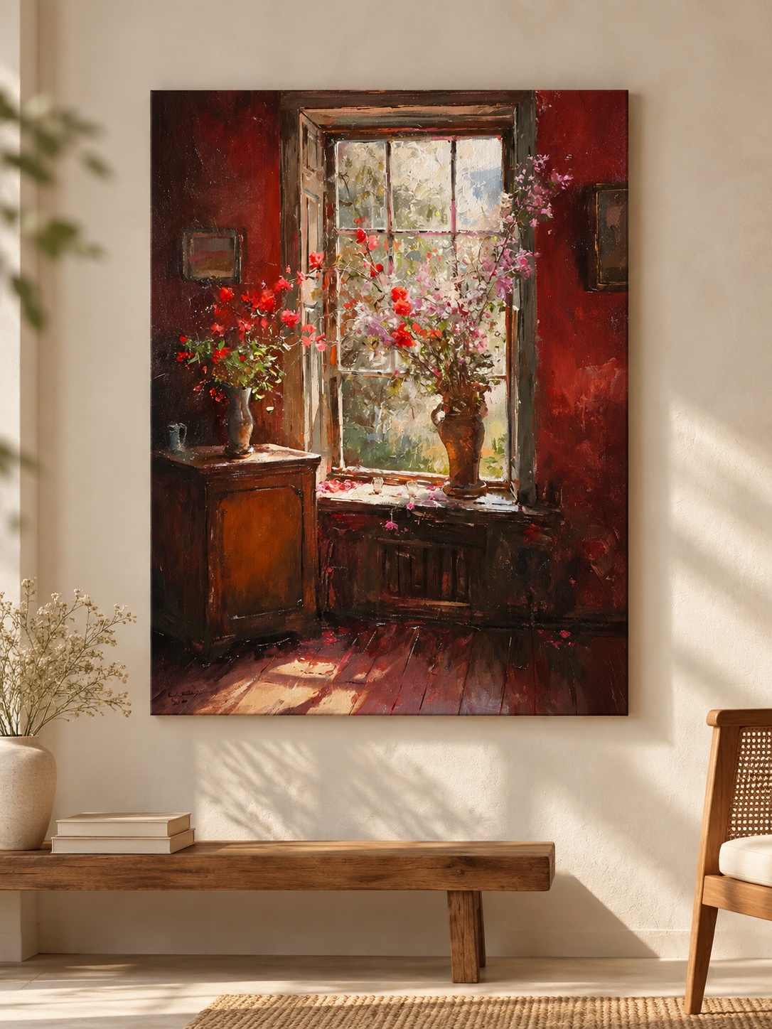 Blossoms by the Window Floral Canvas Wall Art