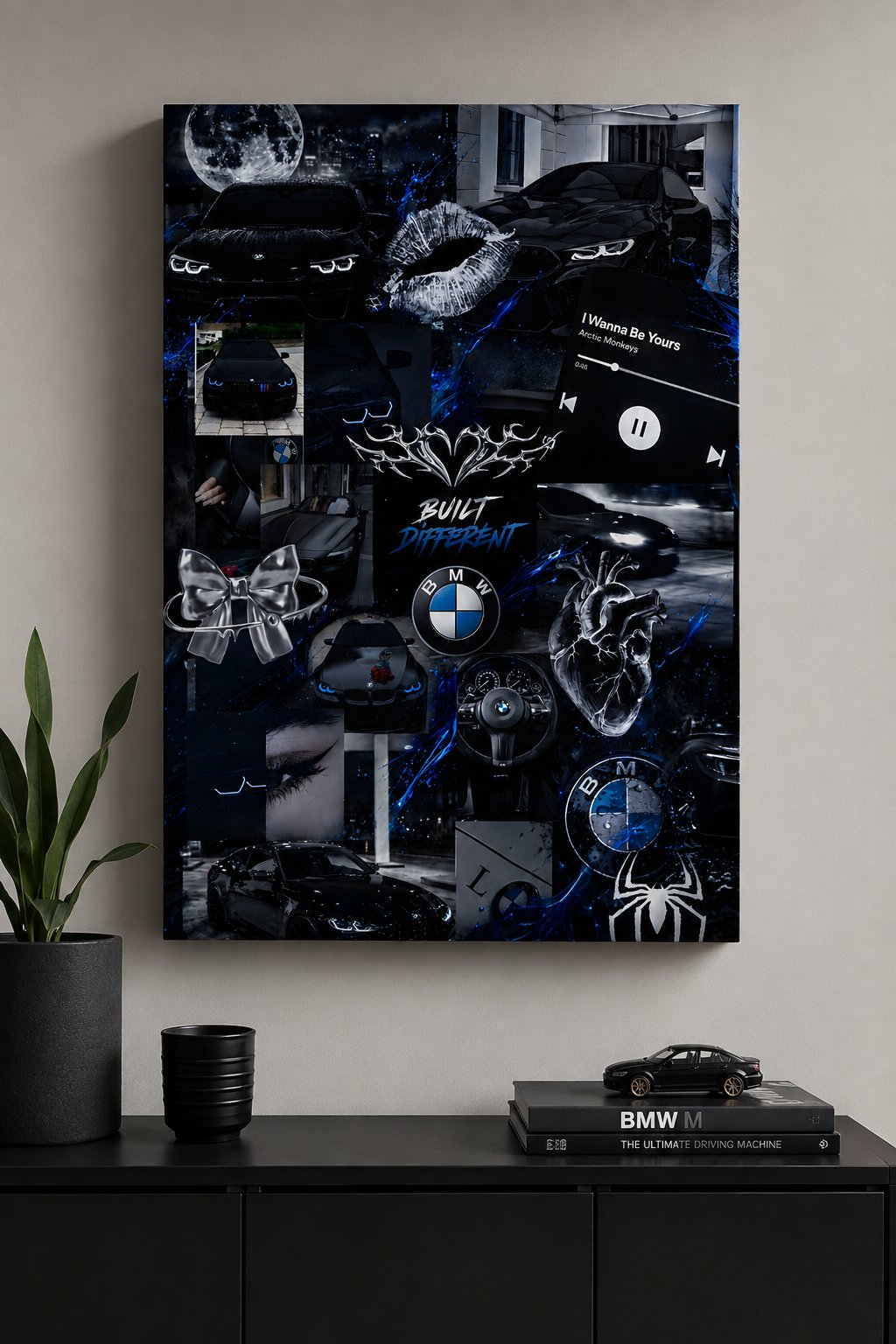 BMW "Built Different" Dark Aesthetic Collage Poster | Car Enthusiast Wall Art canvas print — BMW collage