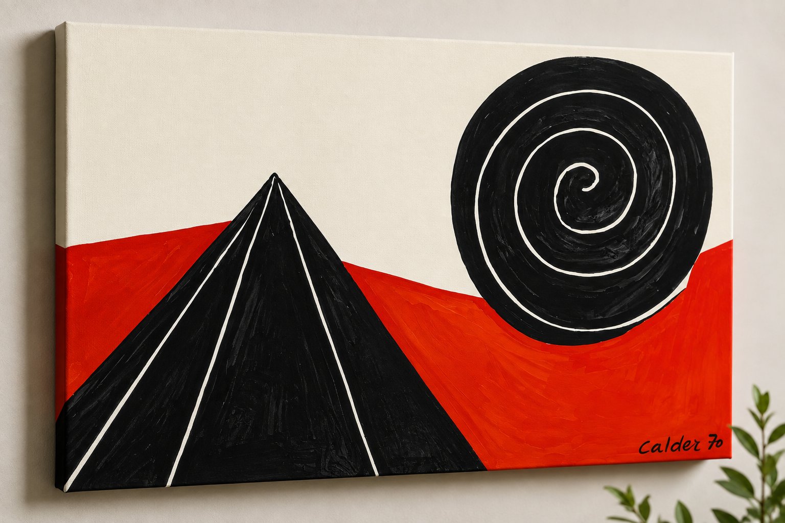 Calder-Inspired 1970 Abstract Wall Art Print | Minimalist Red & Black Geometric Fine Art Paper | Modern Living Room Decor canvas print — modernist canvas print
