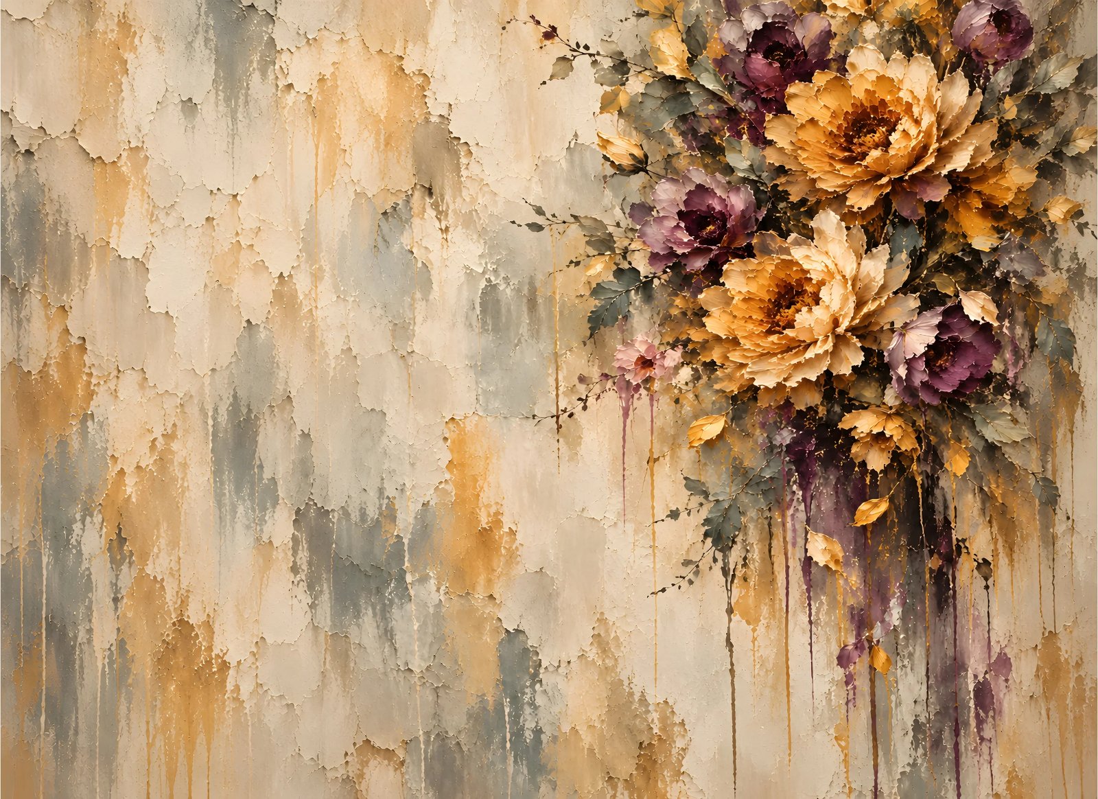 cascading peony floral poster