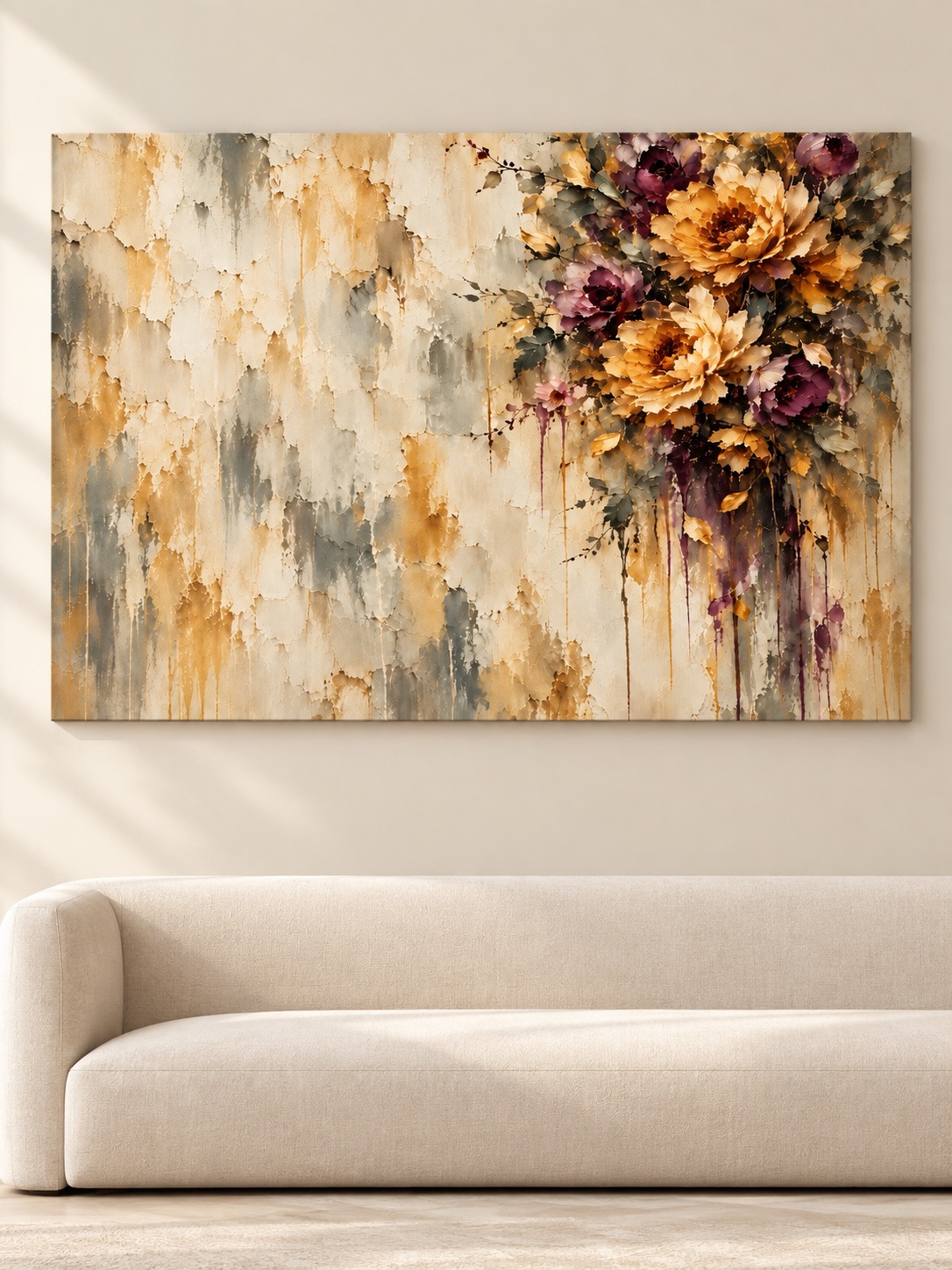 cascading peony floral canvas wall art