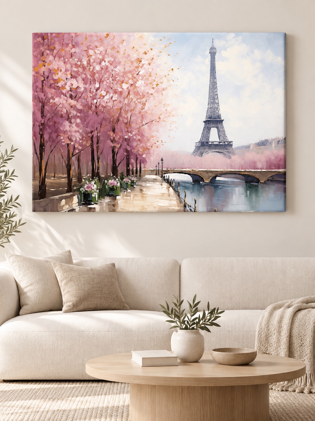 Eiffel Tower Cherry Blossom Canvas Wall Art